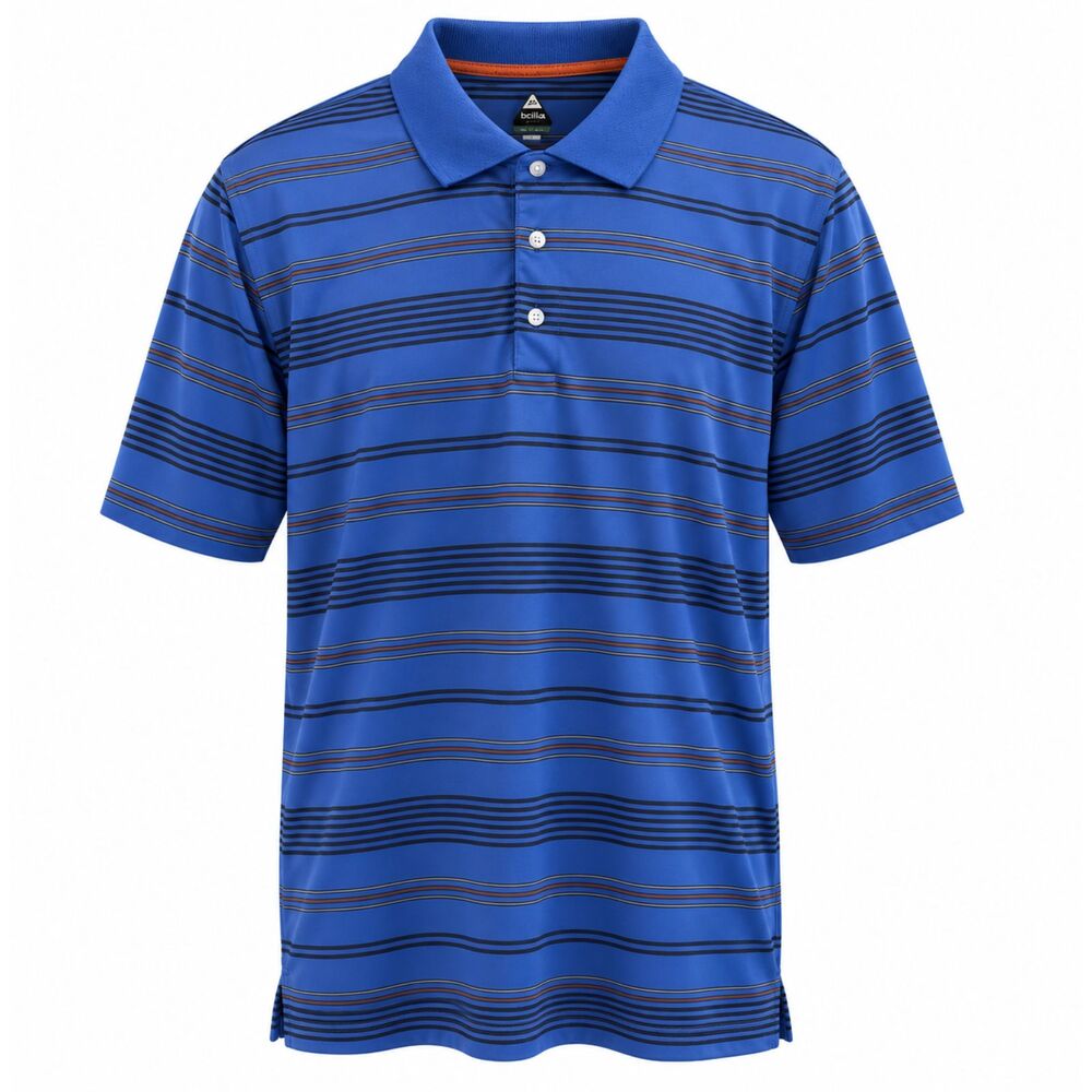 Bolle Golf Polo Shirt Stripe Polyester Active Performance B Tech Mens Sz L Blue